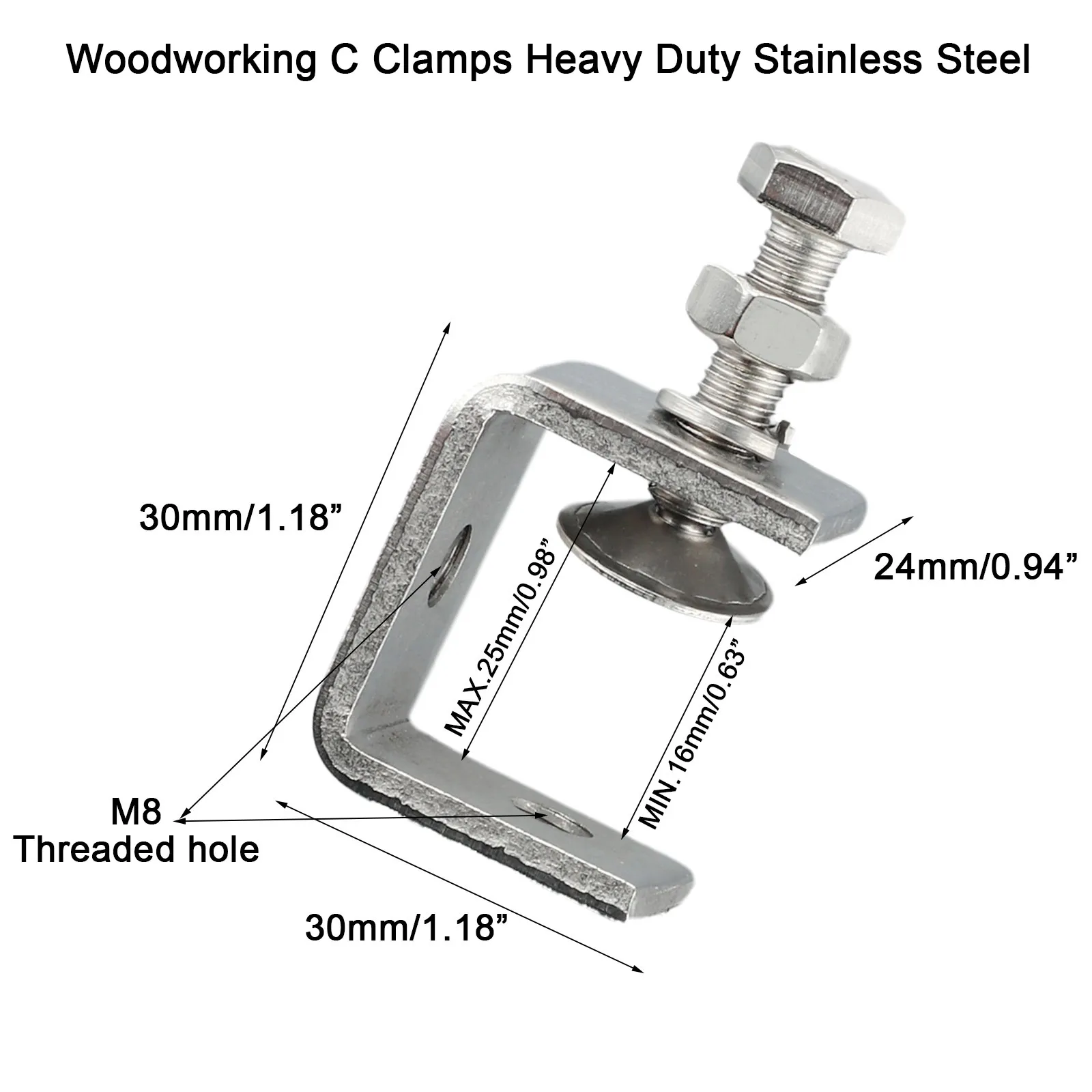 Corrosion-resistant C-clamp Jaw Small Desk Clamp 1/2/4pcs Easy To Install Ractical Design Silver Stainless Steel