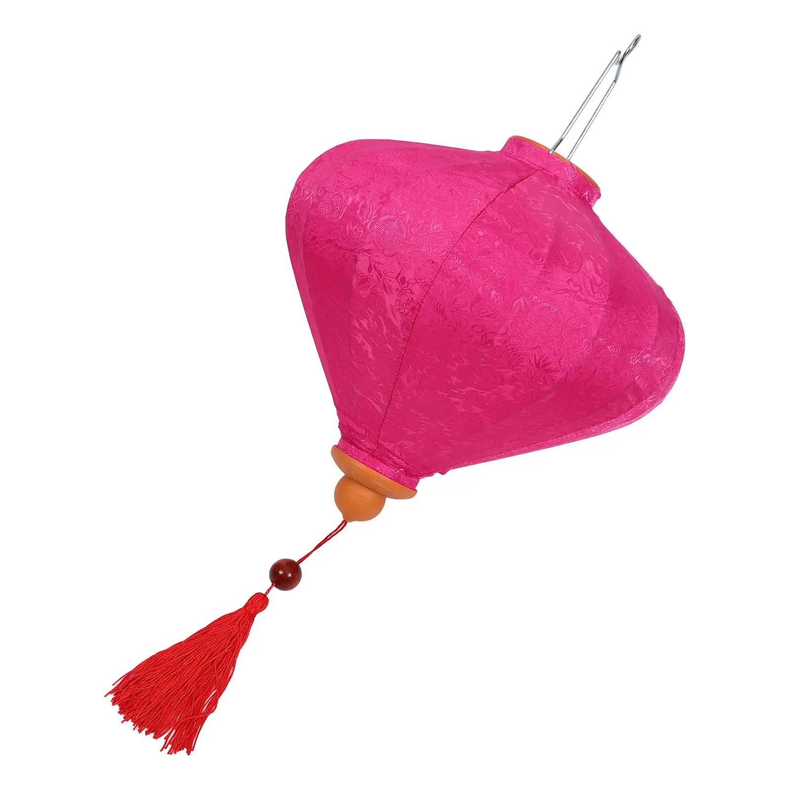 Retro Lanterns Vietnamese Hanging Large Decorative Metal Red Shape Handmade Traditional Cloth Floral Patterns