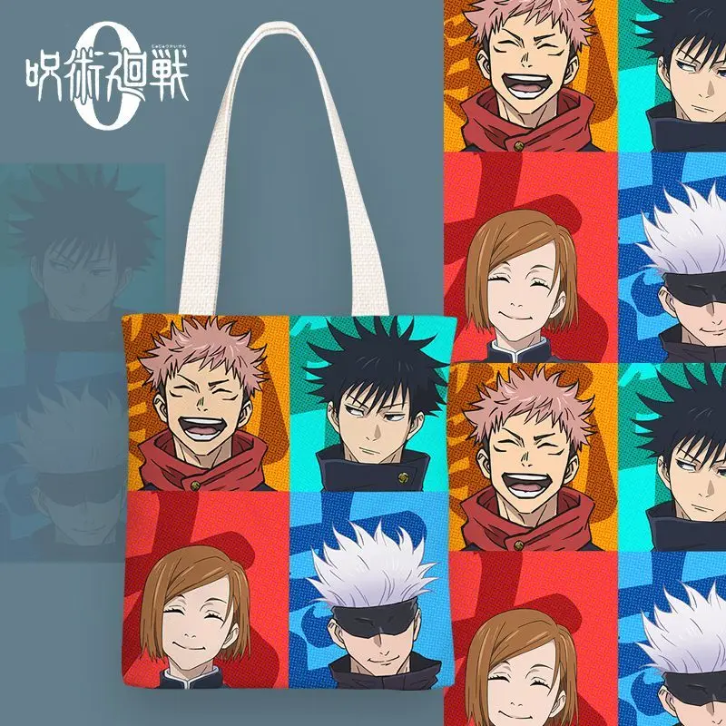 

Jujutsu Kaisen Gojo Satoru Inumaki Toge Itadori Yuji New Student School Bag Zipper Canvas Shoulder Bag Simple Fashion Peripheral