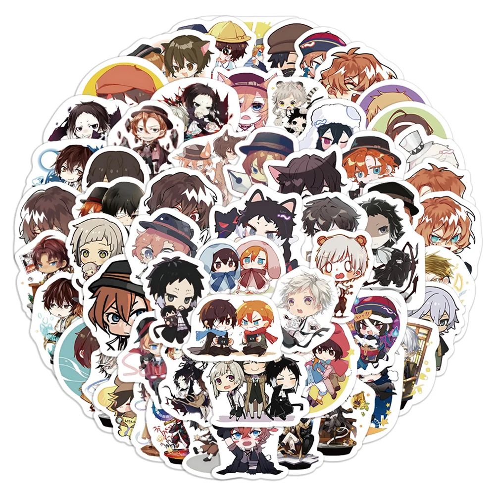 10/30/60pcs Cute Bungo Stray Dogs Anime Sticker Cartoon Decals Graffiti Phone Laptop Suitcase Waterproof Cool Cartoon Sticker