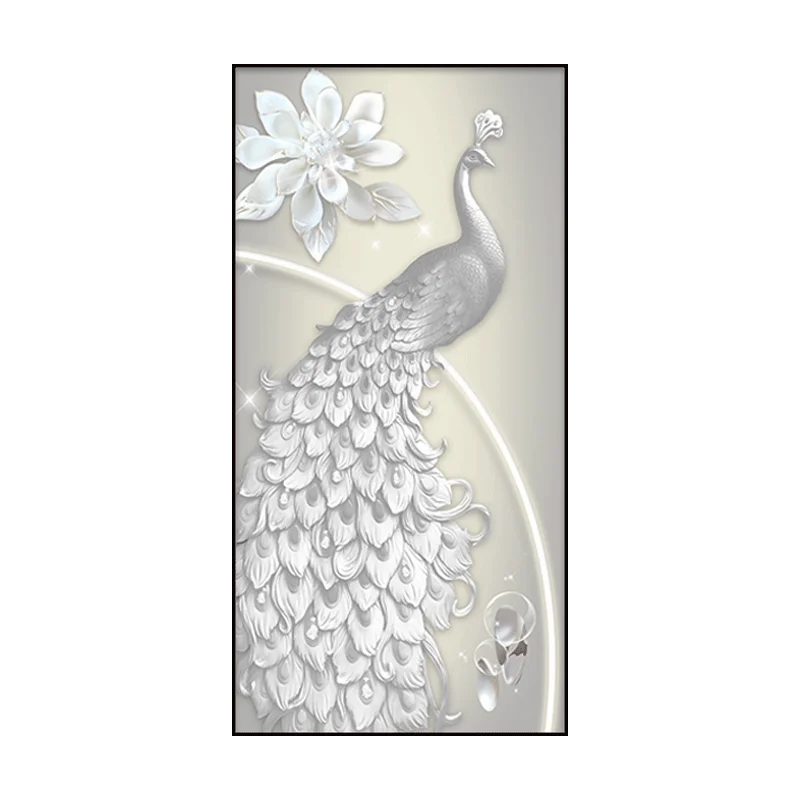 xx-New Peacock Entrance Decoration Painting Modern Light High-end Atmospheric Vertical Version Living Room Wall Lamp Light