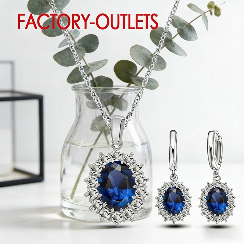 925 Sterling Silver Bridal Jewelry Sets Austrian Crystal Round Shape Necklaces Hoop Earrings Women Girls Engagement Anniversary