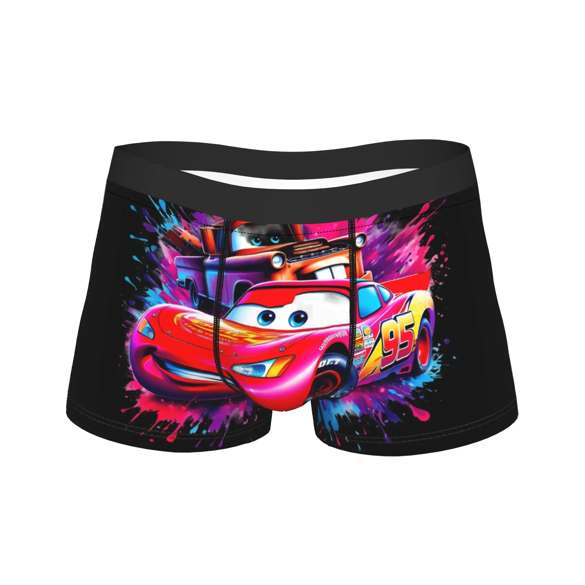 

Lightning McQueen Watercolor Splash Print Boxer Brief Underwear Men's Comfortable Boxershorts Pattern Plus Size Underpants