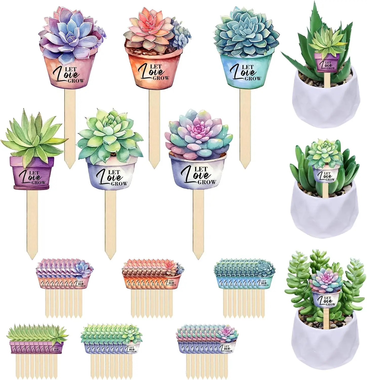 

Набор из 42 маркеров-бирок для сада «Let Love» для свадебных подарков, украшения для свадебных и детских вечеринок, декор для горшков с суккулентами