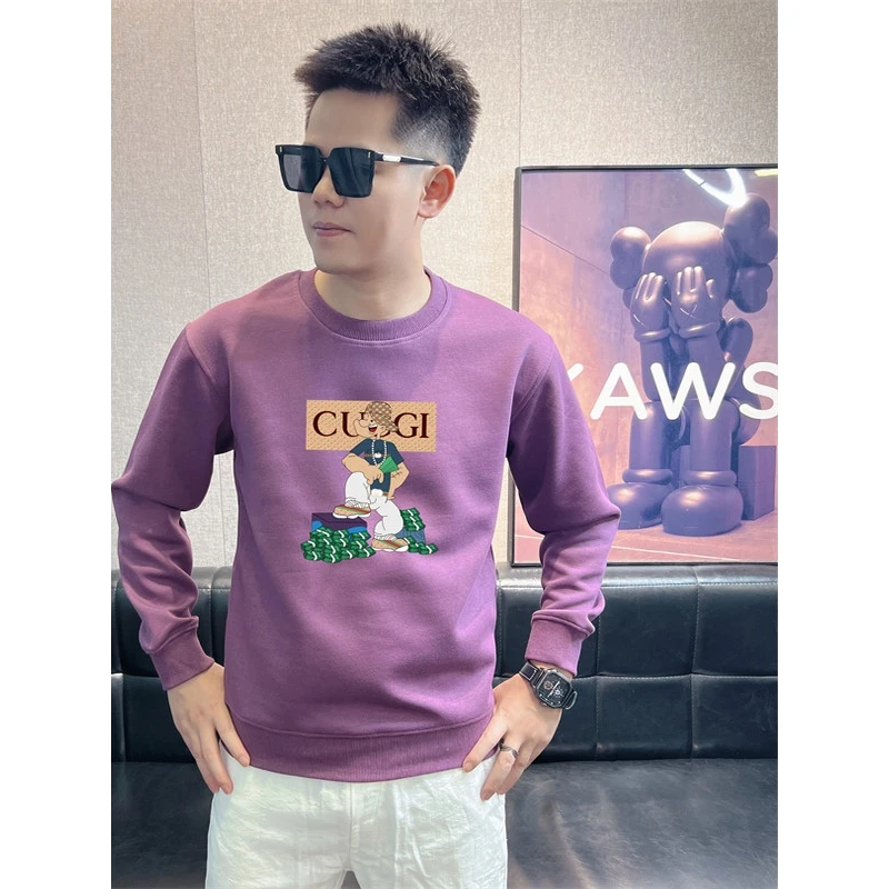 

ZhanChao Autumn Winter Men's Slim Fit Hoodie Personali Print Casual Streetwear round Ne Long Sve Thermal Comfortable