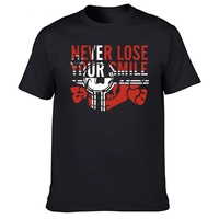2025 Summer Skull Never Lose Your Smile T-shirt 100% Cotton Print Men Shirt Loose Casual and Comfortable Short-sleeved Top