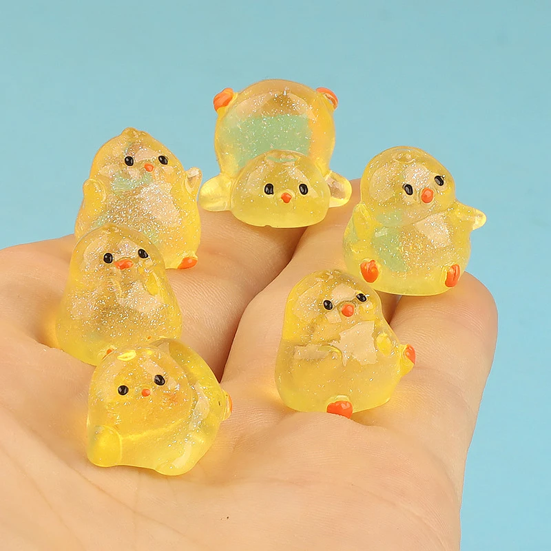 2Pcs Cute Cartoon Mini Chicken DIY Home Decoration Kawaii Miniatures Figurines Small Ornament Accessories Crafts Kids Gifts