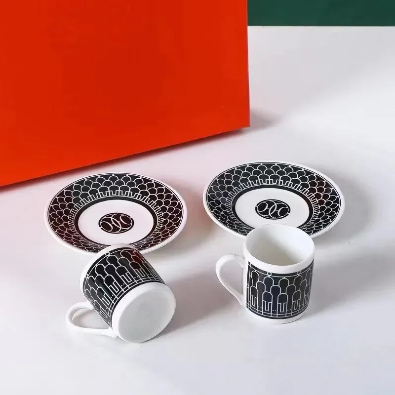 Espresso Coffee Cups Set 6 Pieces Ceramic Coffee Mug Drinking Cup with Handle for Tea Milk Office Novelty Gift With Box