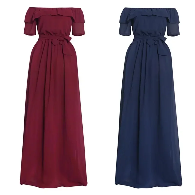 African Dresses Women 2025 Summer Fashion Off Shoulder Wedding Party Gown Kaftan Maxi Long Dress Elegant Ladies Africa Clothing image 4