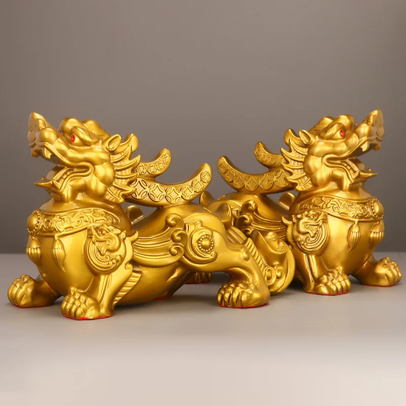 All- Ornaments With Money Bags, Figurines Home Living Room, Copper Pixiu Decorations For Office