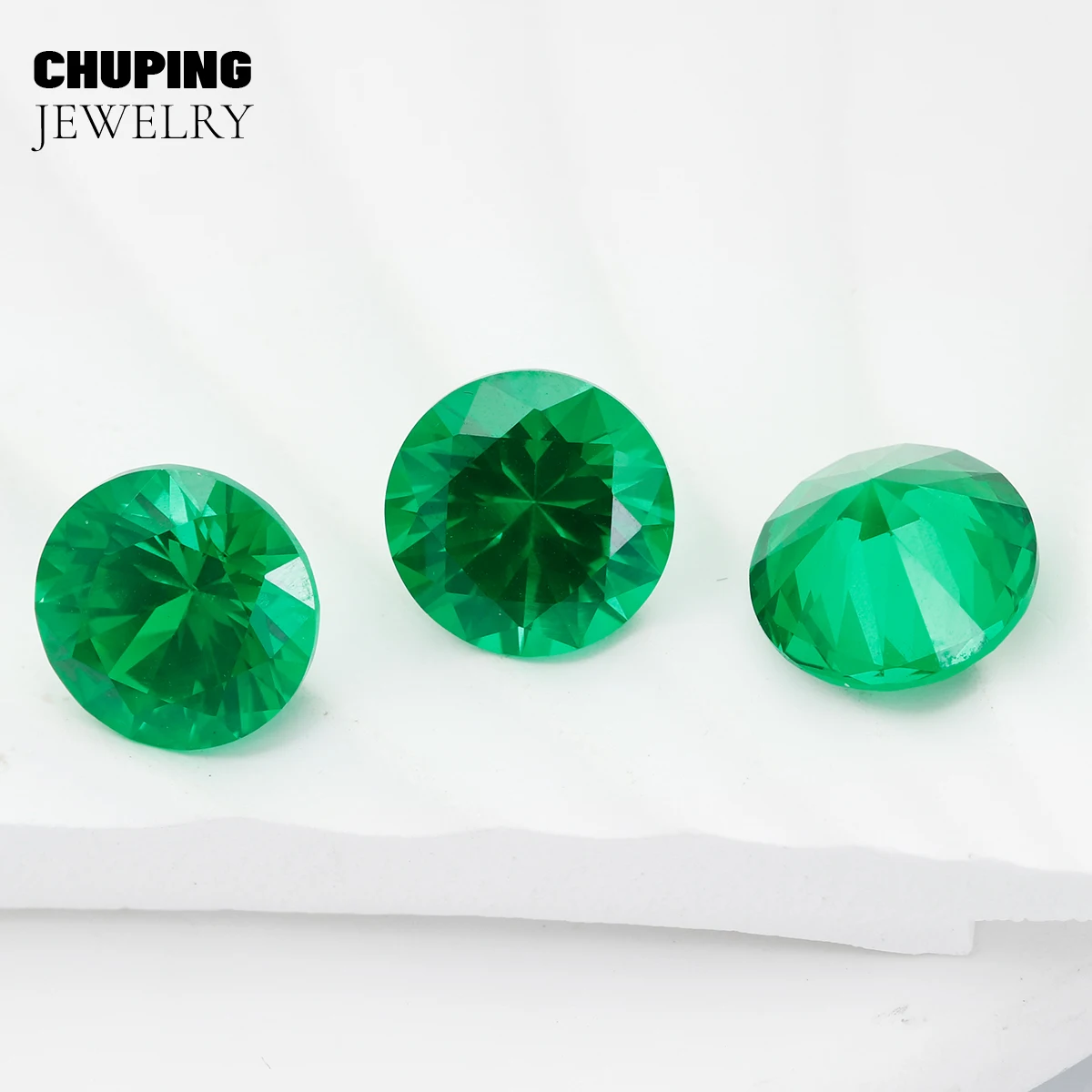ChuPing Jewelry شكل دائري مختبر تسافوريتي لصنع شهادة AGL المختارة أحجار كريمة ترافوريت مفكوكة