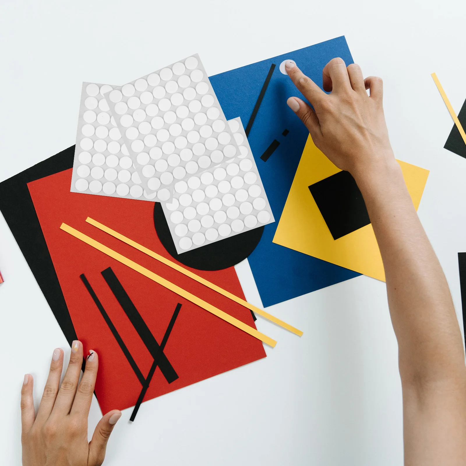 56pcs Double Sided Adhesive Tape For Diy Craft Wall Art Decoration Strong Fixing Stickers Seamless Clean Removal