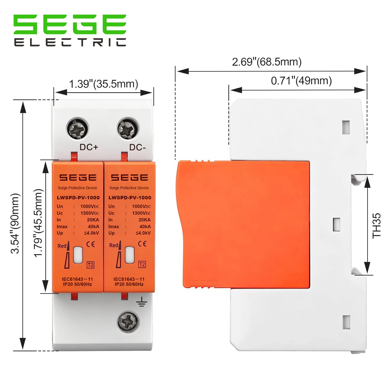 

НОВЫЙ УЗИП (Устройство защиты от импульсных перенапряжений) для дома, 500В/600В/800В/1000В, 20-40кА, низковольтный разрядник