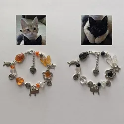 Pulseras matching de gato naranja y gato negro