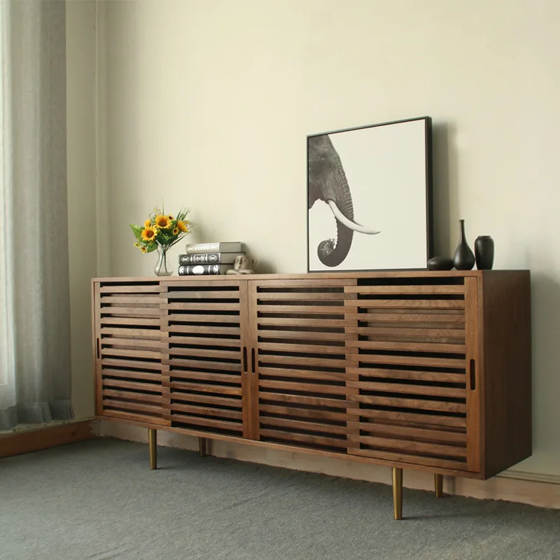 Black walnut solid wood log side cabinet, locker, entrance cabinet