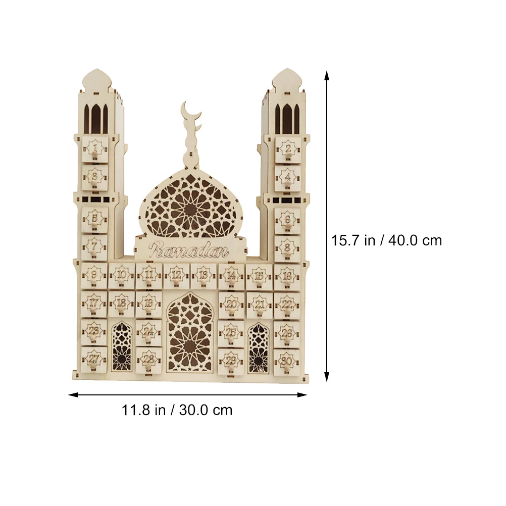 

Wooden Desktop Calendar Eco Friendly Festive Ramadan Countdown Decor Advent Ornament Safe Creative Holiday Piece
