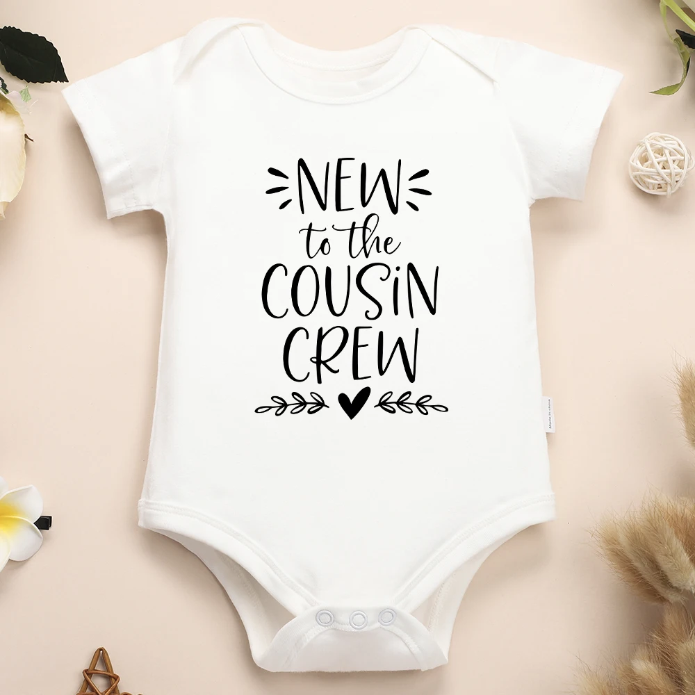 New To The Cousin Crew 2024 Newborn Baby Boy Clothes Aesthetic White Cotton High Quality Infant Onesies Pregnancy Announcement