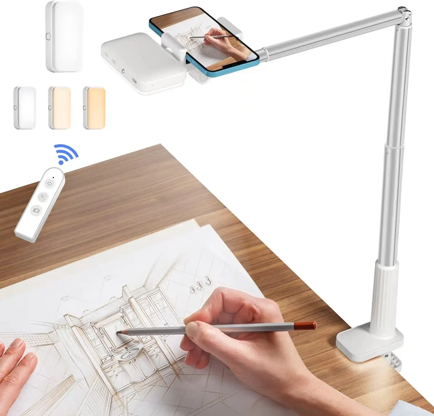 High Quality 360 Degree Adjustable Long Arm Aluminum Phone Stand For Desk Bedside