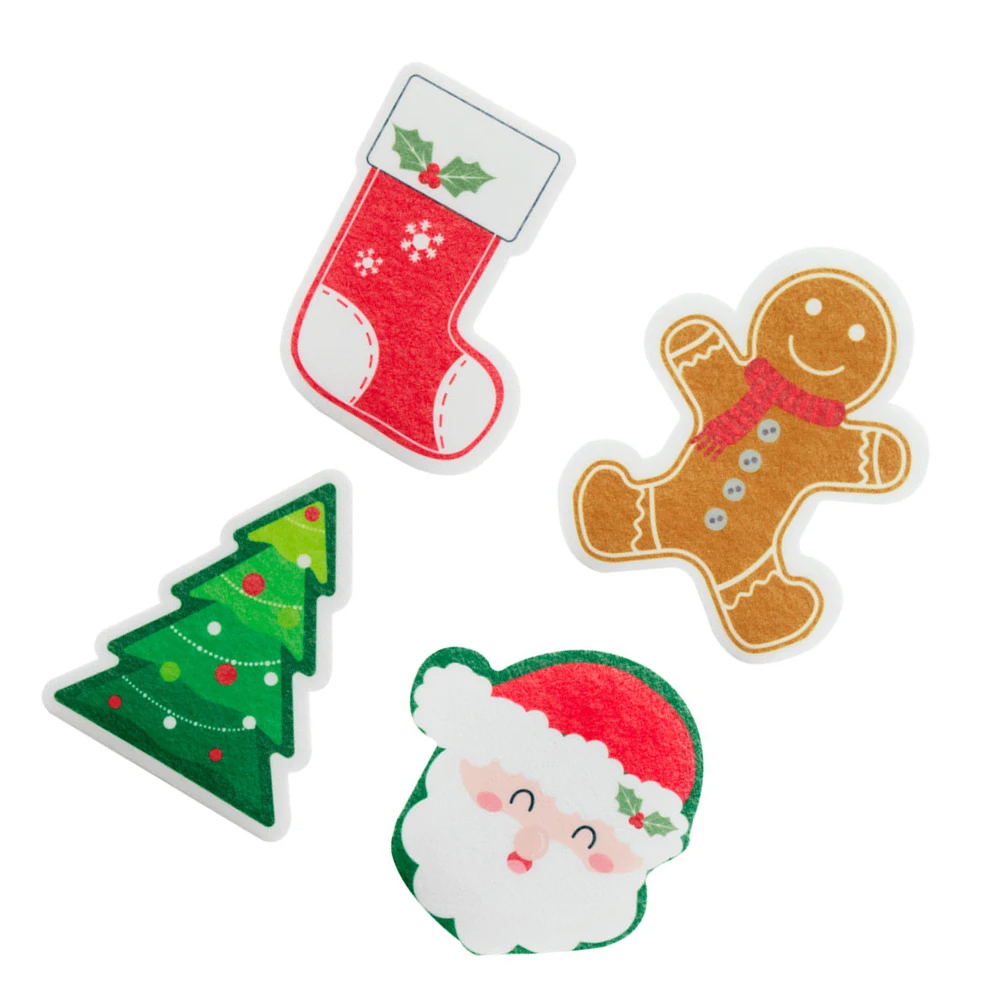 

4pcs Dishwashing Sponges Thicken Design Cute Dad Scrubbers Household Cleaning Reusable Kitchen Sponges Christmas Theme