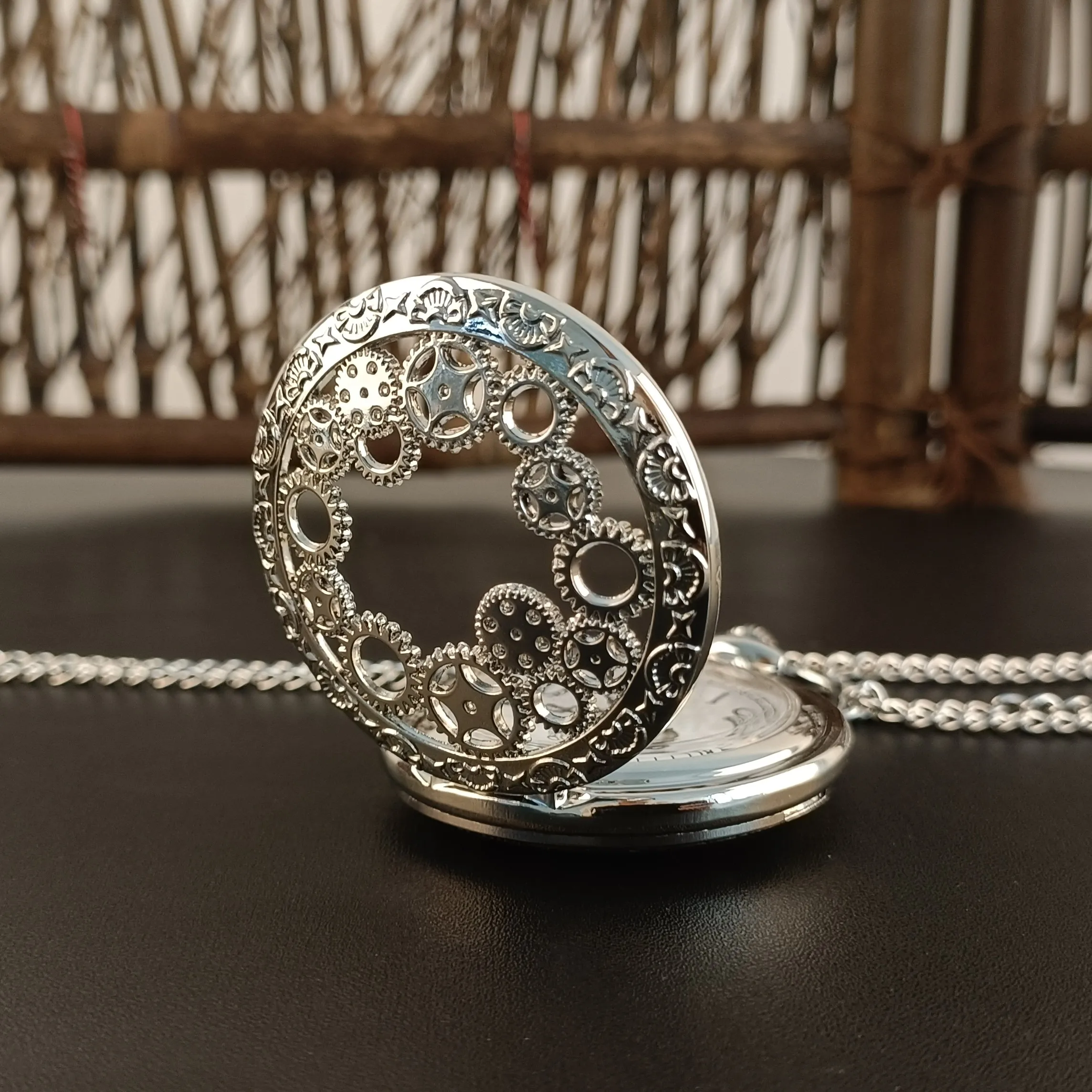 ساعة جيب كوارتز مجوفة للنساء والرجال قلادة عتيقة مع سلسلة ساعات فوب Reloj De Bolsillo #3