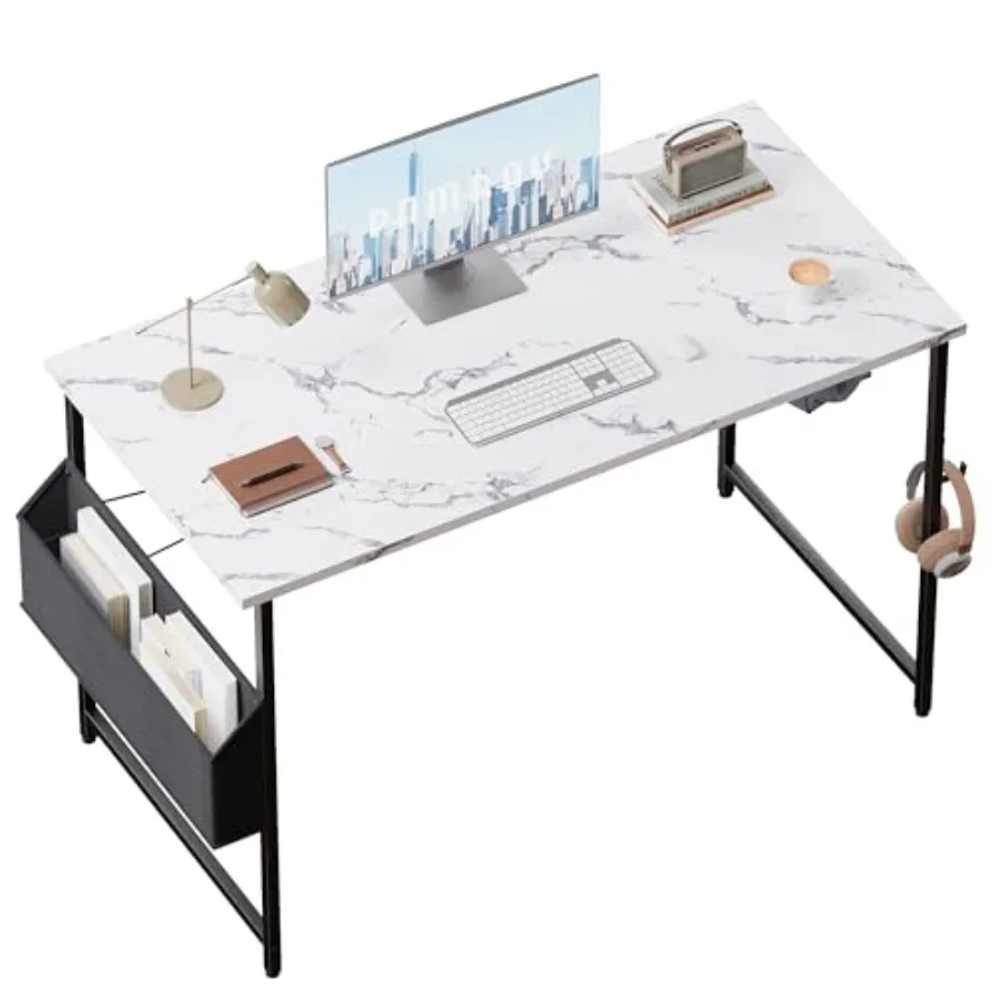 47 Inch Computer Desk for Small Spaces with Storage Bag Home Office Work Desk with Headphone Hook Small Office Desk Study Writi