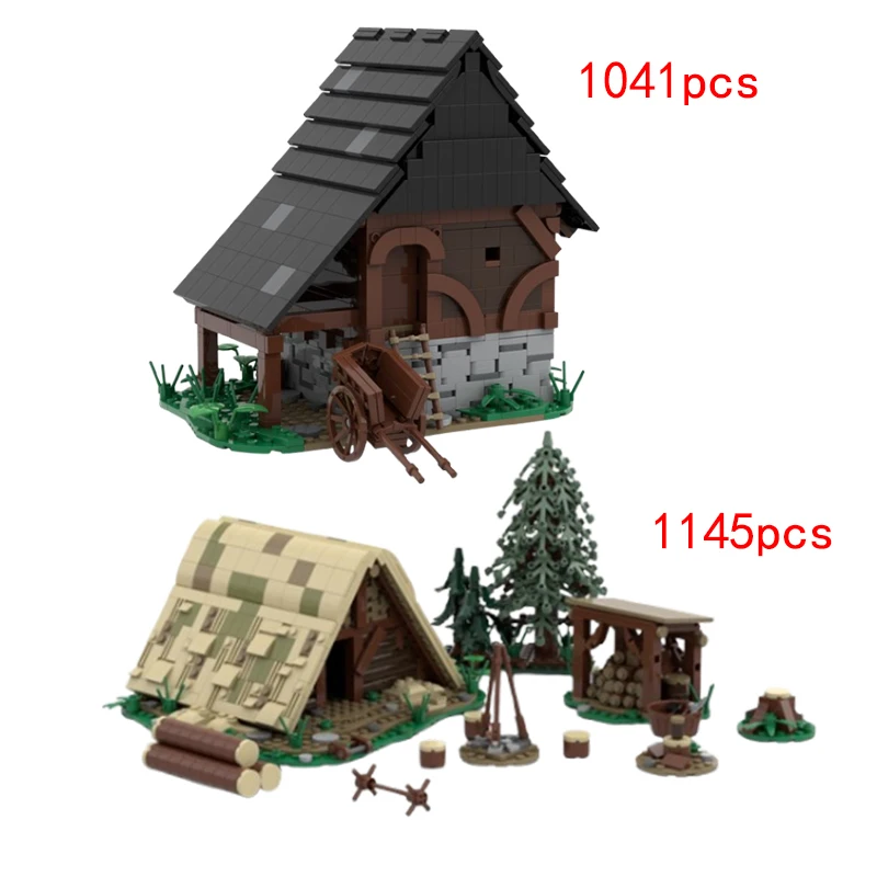 Spot small particle MOC medievale street view house building house fai da te building block assembly puzzle toy model ornament