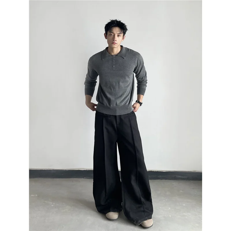 

Облегающий вязаный свитер Ne Long Sve, мужская внутренняя одежда, повседневный свободный крой, осенняя основа, винтажная деталь на пуговицах