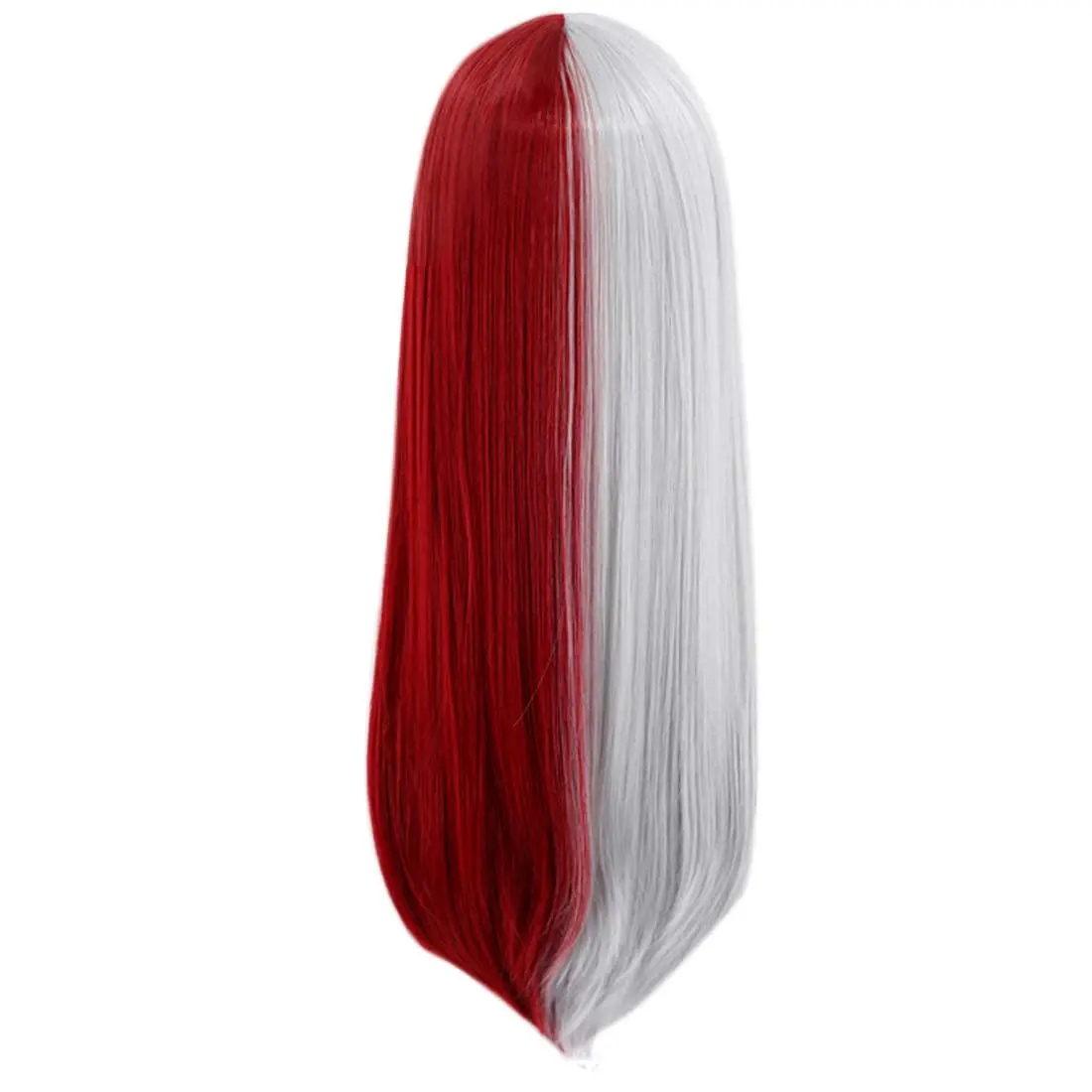 Half Silver Wig Cosplay Costume Synthetic Wig Ombre Red Wig for Women Long Natural Wavy Wigs for Halloween