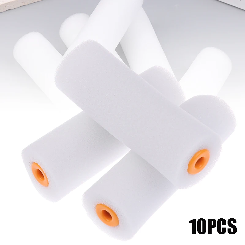 10pcs 102mm Mini White Durable Foam Paint Roller Sleeves Painting Decorating Sponge Rollers Art Sets Painting Supplies