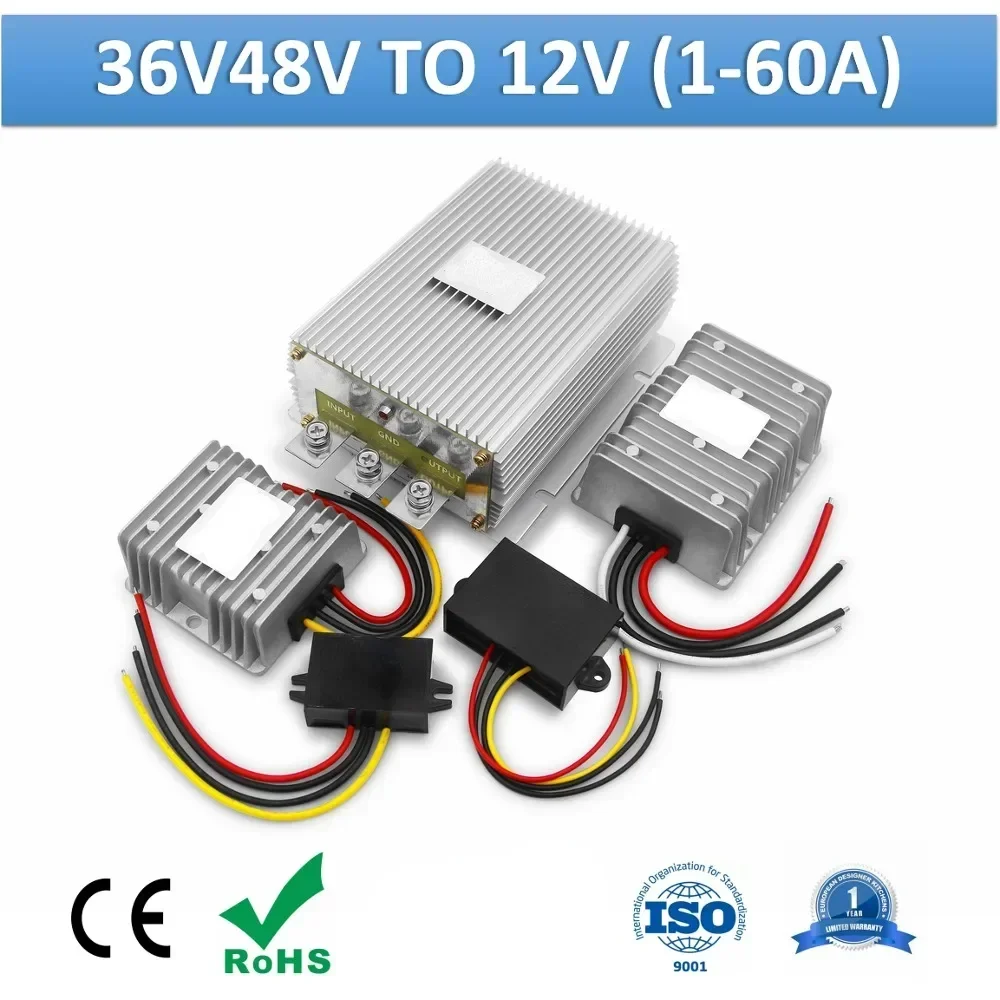 

36V 48v to 12V 1A to 60A DC DC Power Step Down Converter 36V 48 Volt to 12 Volt Buck Regulator Voltage Power Supply Transformer