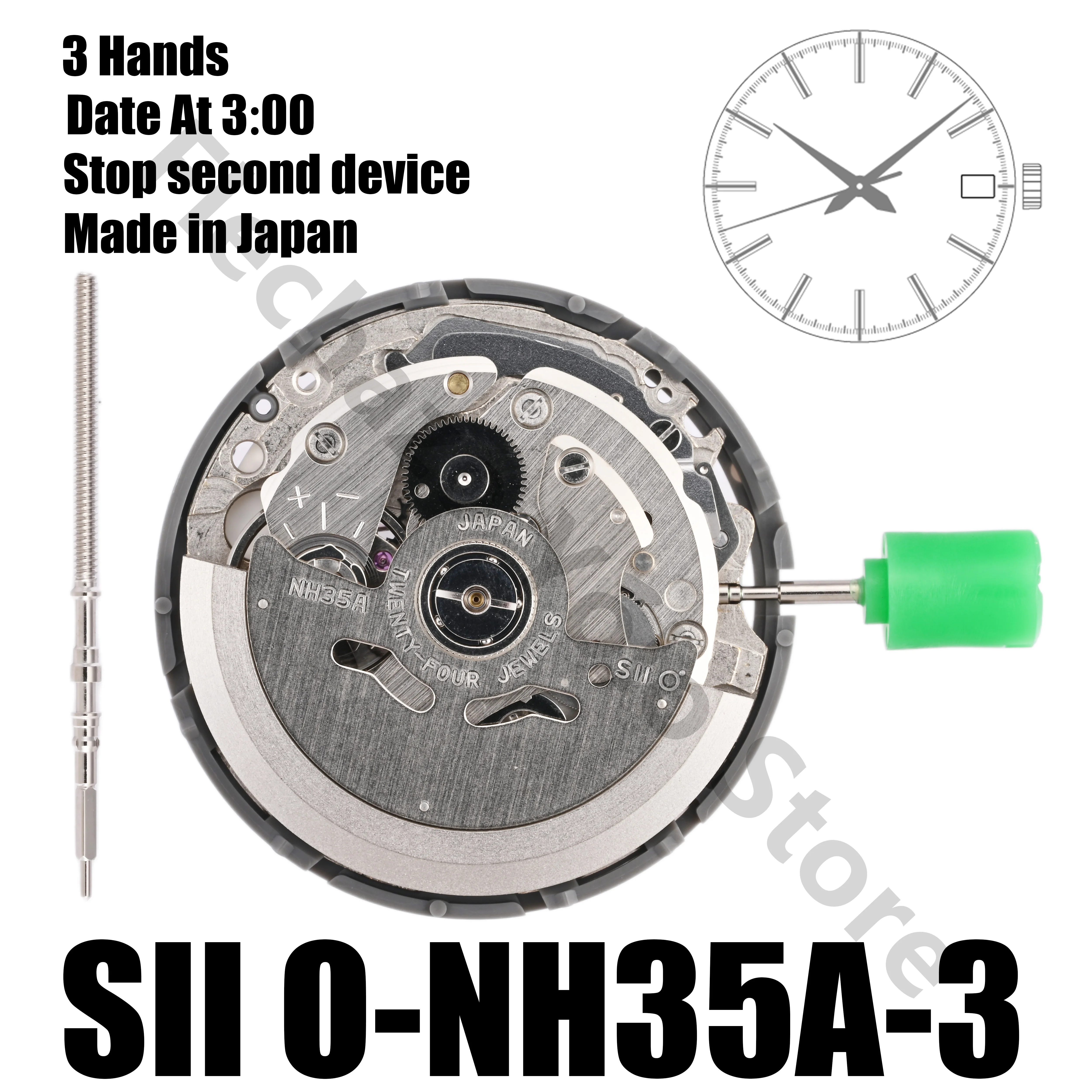 NH35 Movement SII NH35A Movement Automatic Mechanical Movement 3 Hands Sweep second Date At 3:00 Japanese assembled