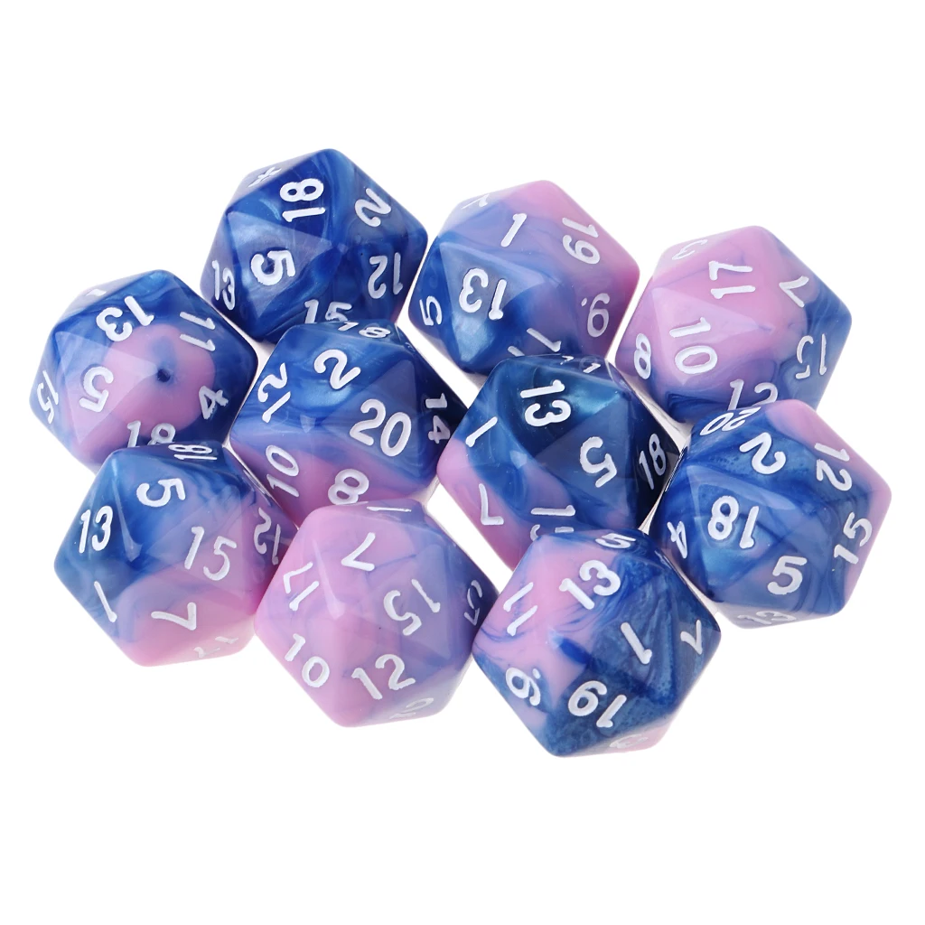 10pcs 20 Sided D20 Dice Polyhedral Dices Numbers Dials Desktop for D&D Games 16mm DND RPG MTG Dice Family Party Kids Game House