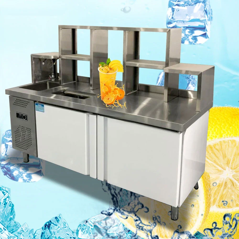 

New Design Stainless Bubble Tea Service Bar 1.2m/1.5m/1.8m/2.1m Commercial Customized Boba Tea Work Counter for Sale