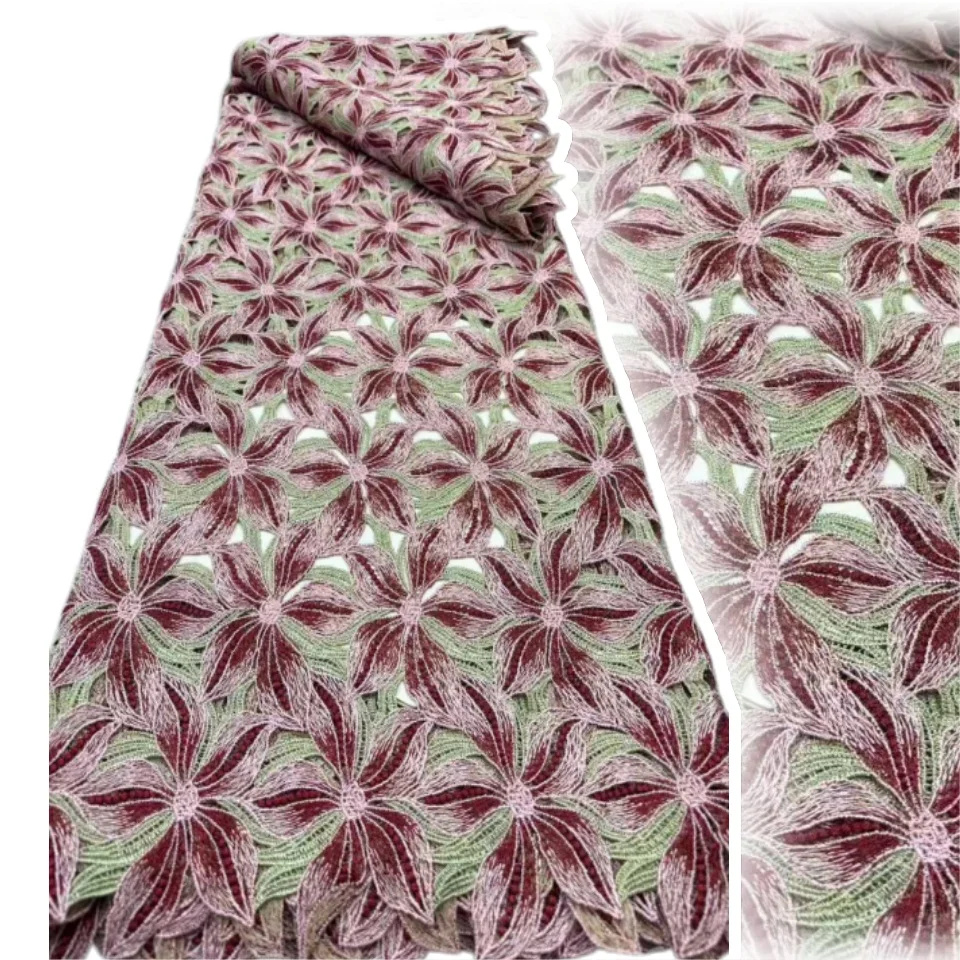 

Африканское гипюровое кружево с вышивкой 2026: Хит продаж! Нигерийское кружево из молочного шелка с драгоценными камнями для женских вечерних платьев 2367