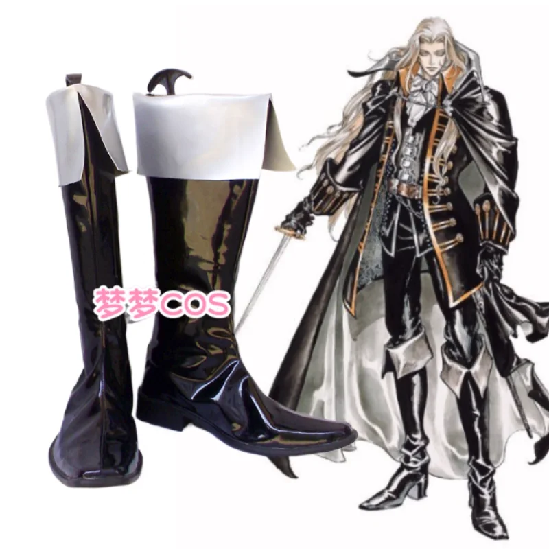 

Castlevania Alucard Обувь для косплея Сапоги Аниме Адриан 3) Хэллоуин Карнавал Вечеринка Черные сапоги