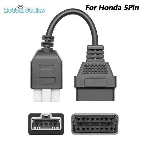 For Honda 5Pin OBD to OBD2 16Pin Female OBDII Car Diagnostic Connector Adapter Extension Cable