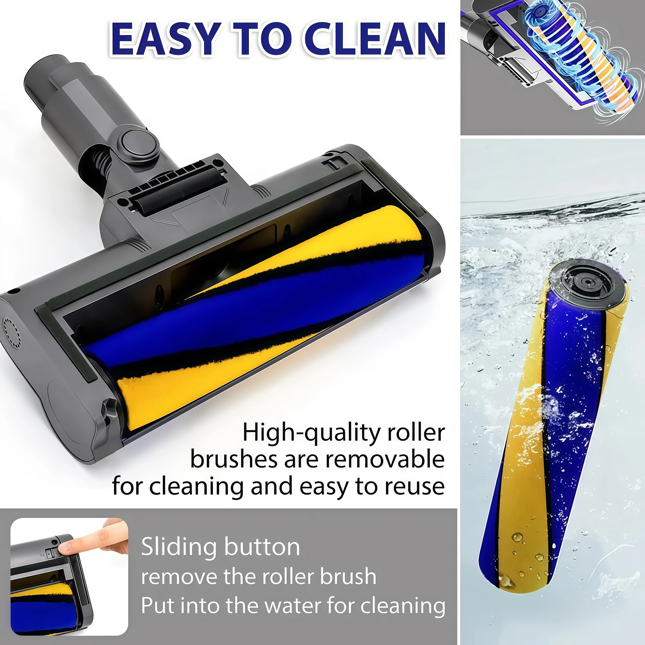 V12 Detect Slim für Dyson Staubsaugerkopf Fluffy-Aufsatz mit Schnellverschluss für Hartböden Kompatible Ersatzteile Bürstenkopf – Detail 5