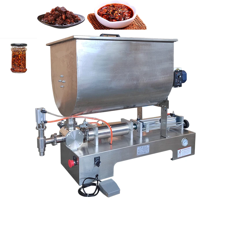 

Large Particle Sauce Filling Machine U-shaped Stirring Hopper Juice Machine Oil Packing Machine CE Factory Price 1000ml