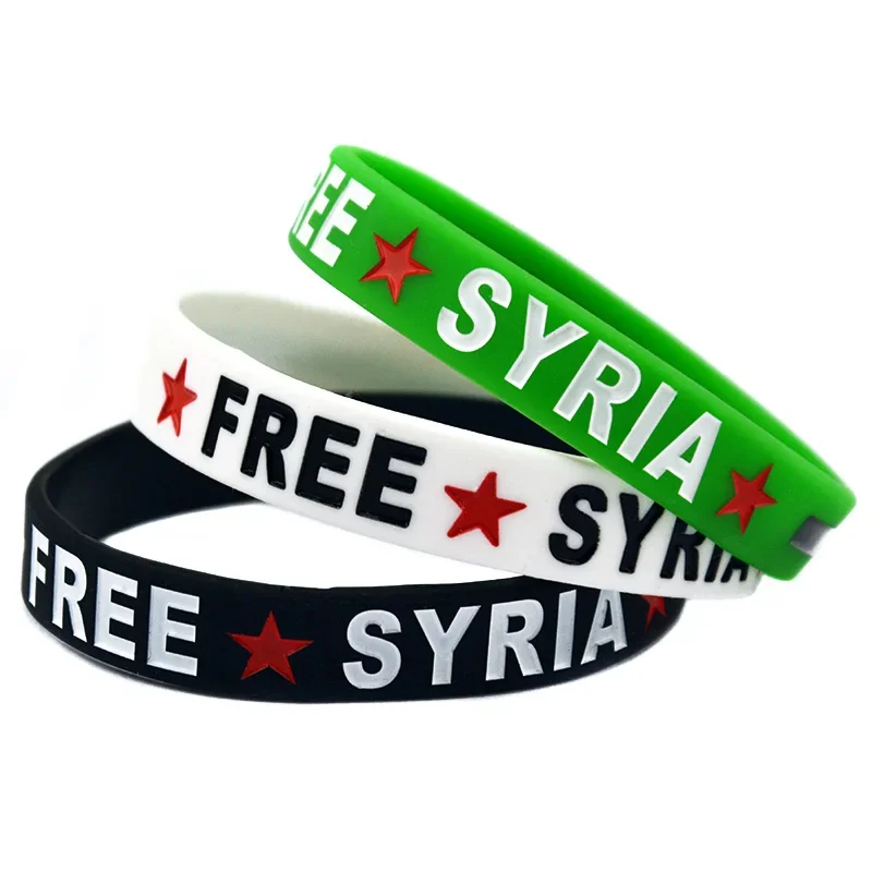 1PC Hot Sale Love Peace Syria Flag Silicone Wristbands Women Men Gifts Bangle Parade Patriotic Trinkets Bracelets