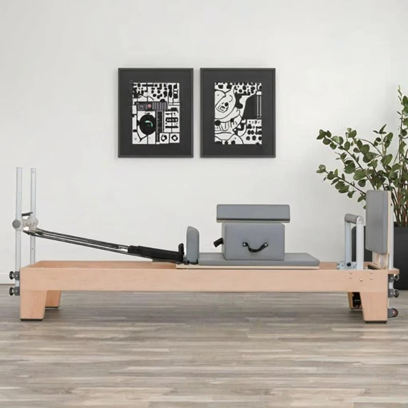 

YTYIN Portable Foldable Pilates Reformer for Core Body Adjustment - Oak & Maple Wood Studio Bed