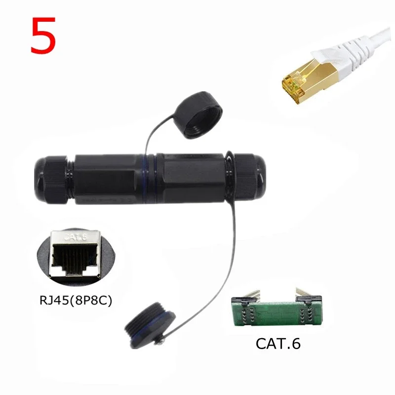 Сетевой кабель RJ45 Водонепроницаемый разъем RJ45 CAT6 Женский экранированный M25 с одной двойной головкой Наружный провод Водонепроницаемая розетка