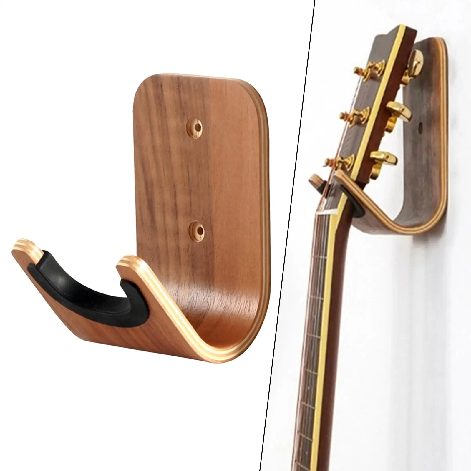 Wood Wall Mounted Hanger Hook Musical Instruments Stand No Punching