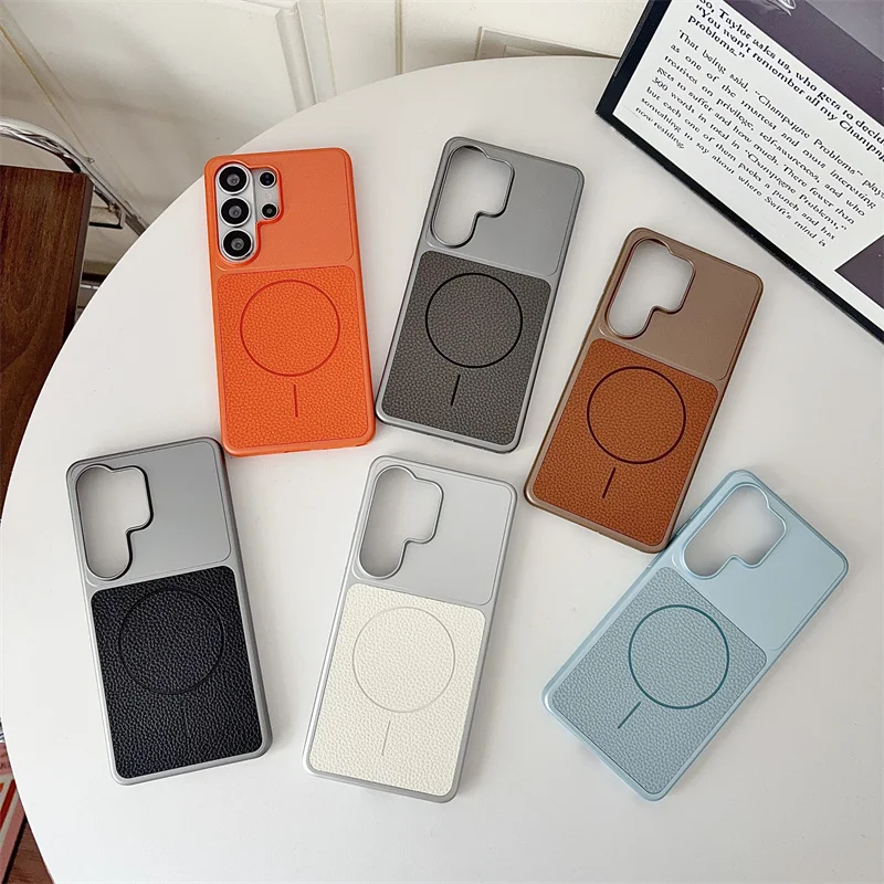 Luxury Macroporous thin circle Phone Case for Samsung Galaxy S26 S25 S24 S23 Plus Ultr Magnetic Magsafe Wireless Charg Cover﻿