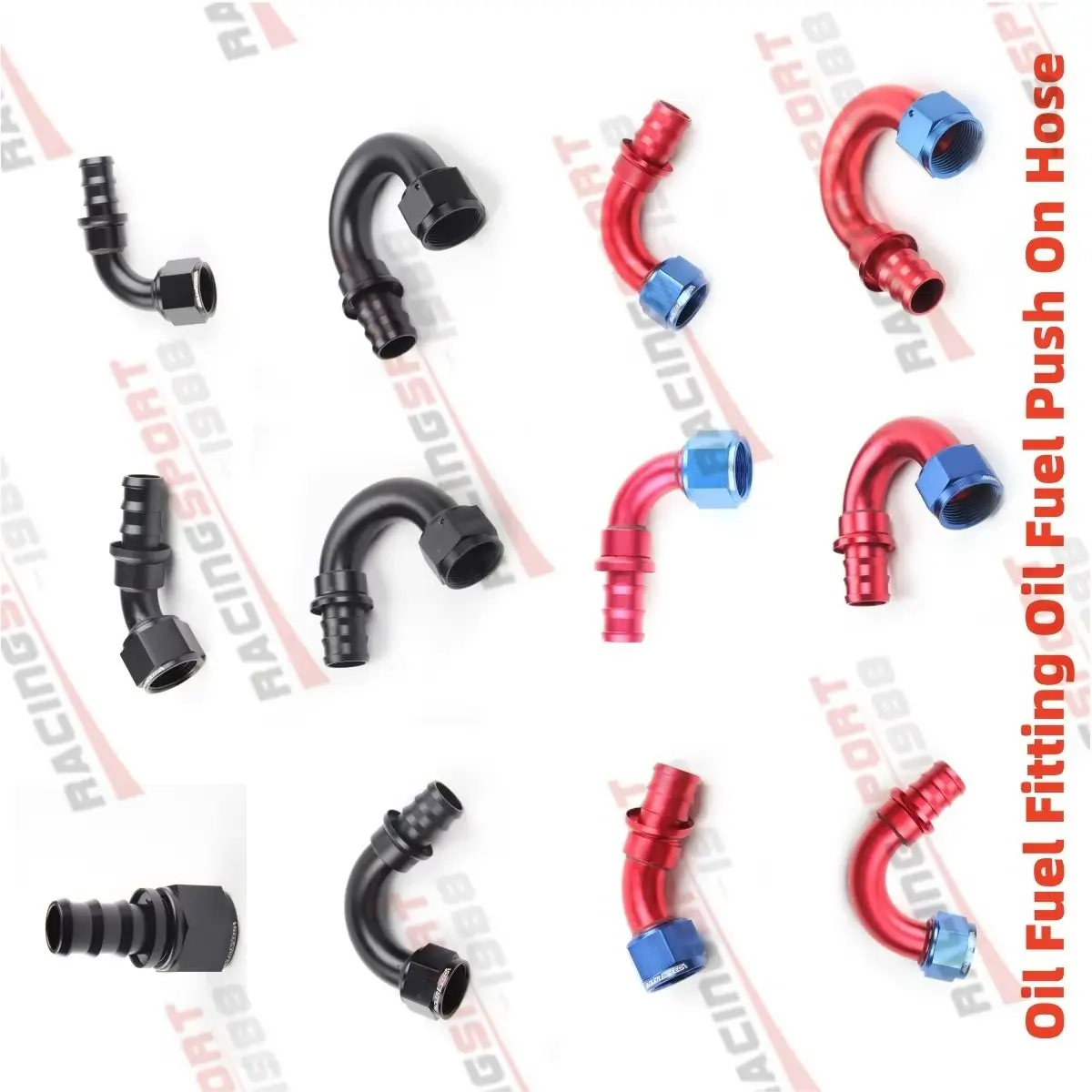 Universal Aluminum AN10 AN12 AN16 Oil Fuel Fitting Oil Fuel Push On Hose 0 90 45 120 150 180 Degree Rubber Tube Hose End