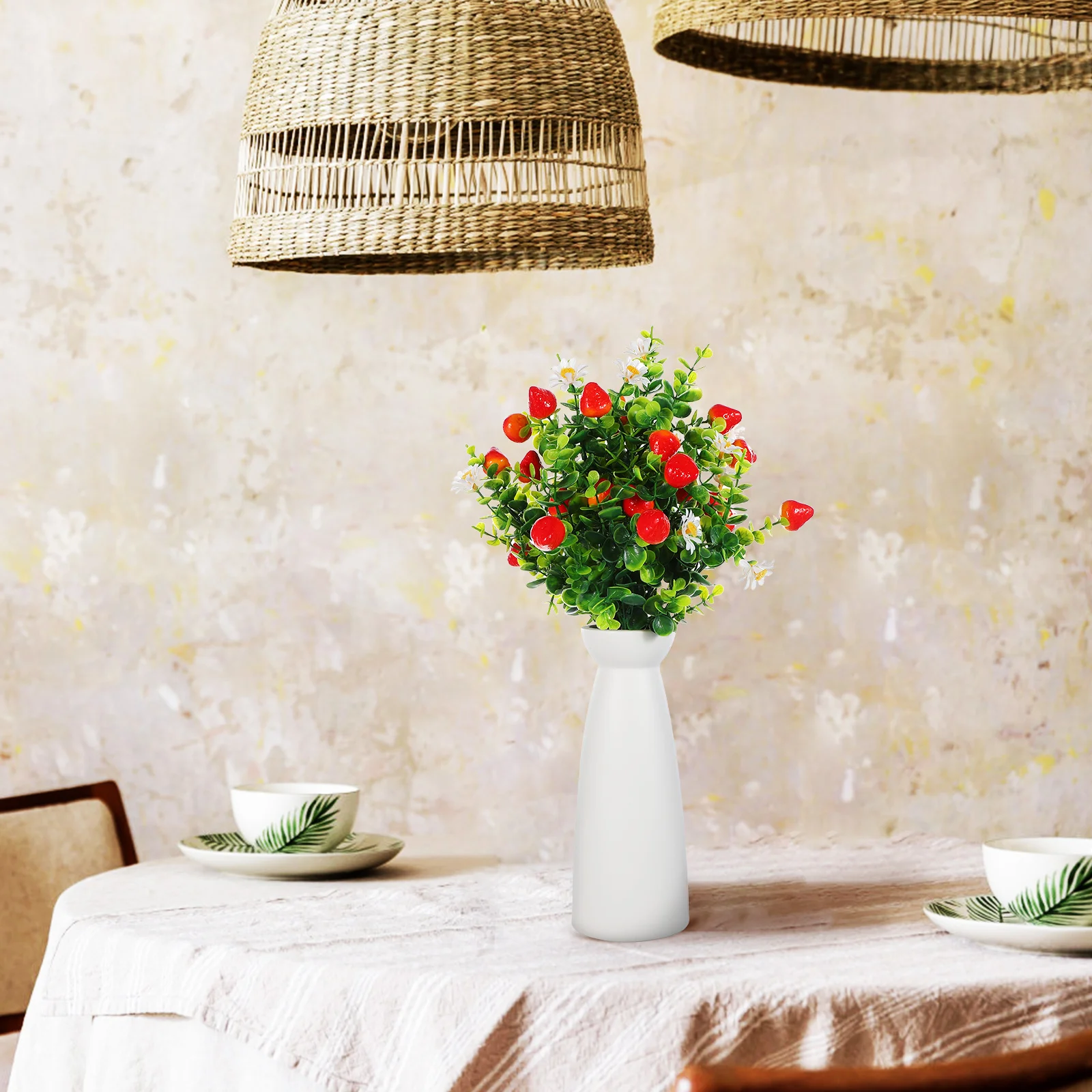 

3Pcs Artificial Eucalyptus Fruit Bundle Realistic Simulation Strawberry Branches for Home Office Wedding Party Decor