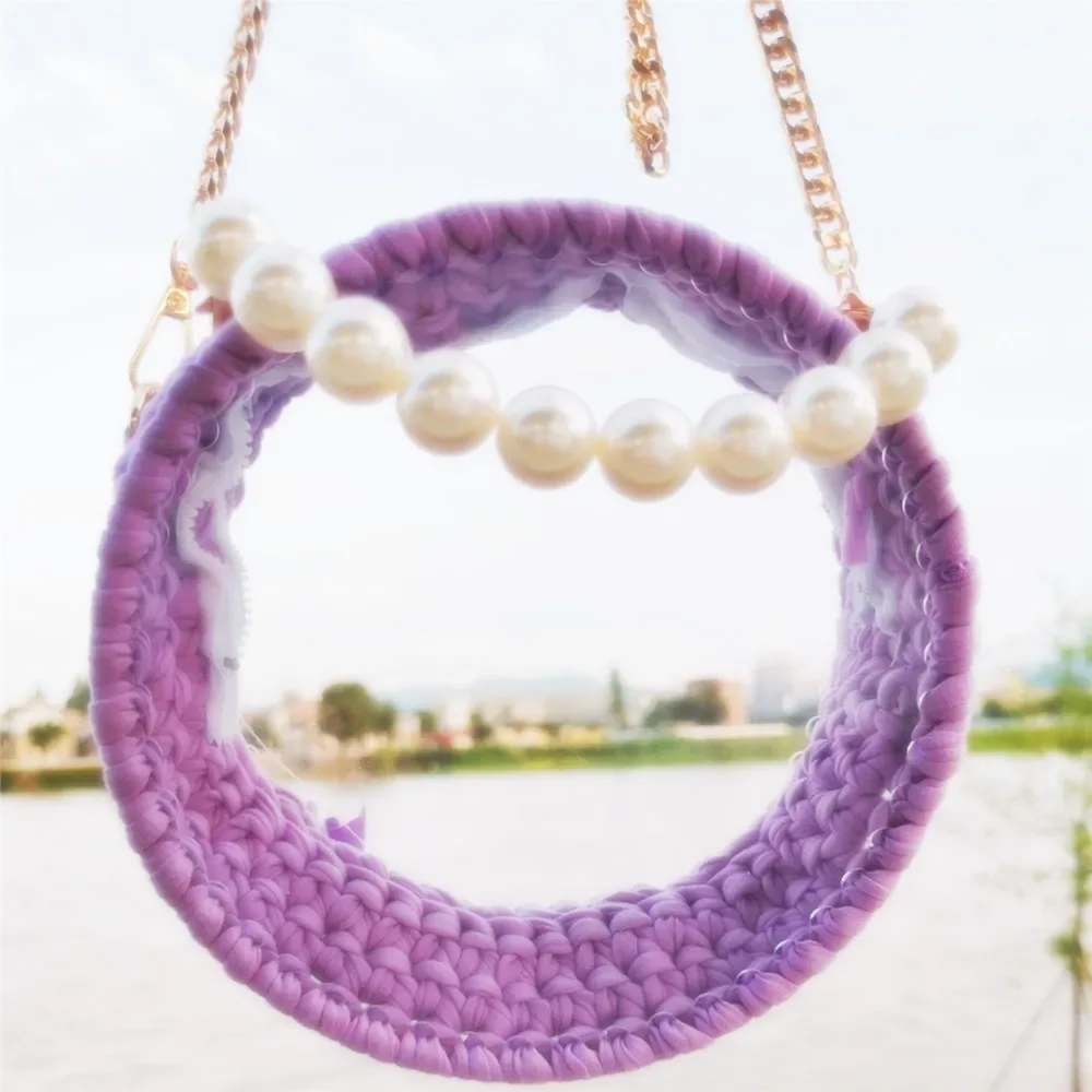 Summer Round Transparent Acrylic Multi-color Hand-crocheted Creative Novel One Shoulder Cross-body Tote Bag