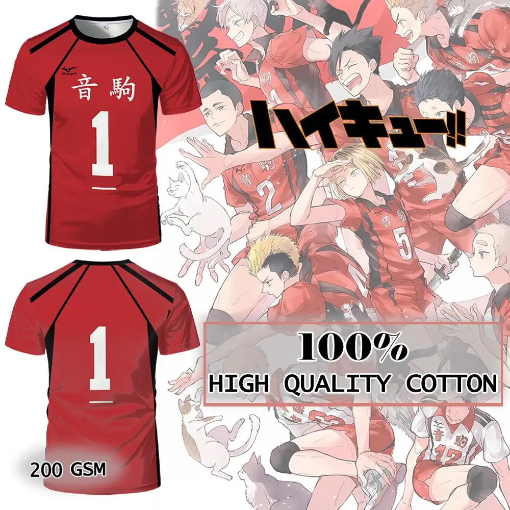 

Haikyuu Japanese Anime Uniform Trend Casual Kuroo Kenma Kozume Cosplay Jersey Unisex Sports Training High-quality Cotton T-shirt