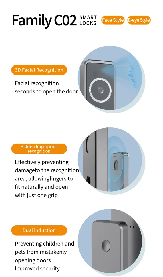 วิดีโออินเตอร์คอมแบบเรียลไทม์ WIFI Face Recognition ล็อคประตูอัจฉริยะพร้อมกล้องดิจิตอล Keyless Smart Lock