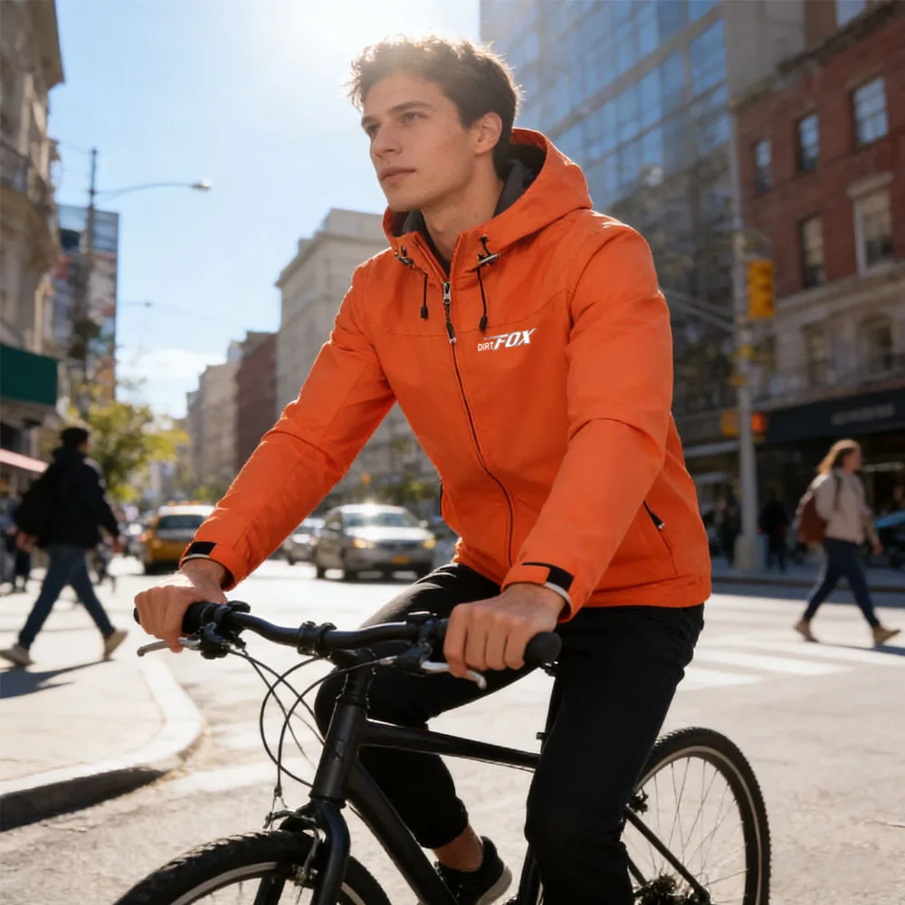 

DIRTFOX Orange Cycling Jackets Men Women Windproof Bicycle Raincoat Mtb Waterproof Jacket Off-Road Motorcycles Racing Clothing