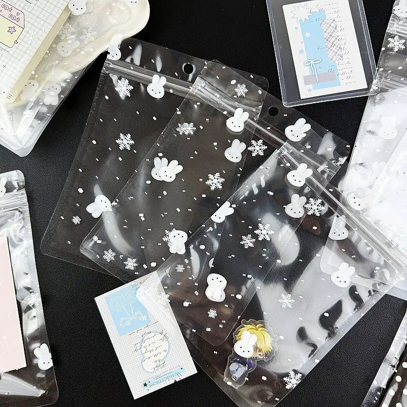 Sacs Ziplock mignons en forme de flocon de neige Miffy Rabbit, pochettes d'emballage de grande capacité pour l'expédition de cartes, emballage de cadeaux, rangement séparé pour articles divers